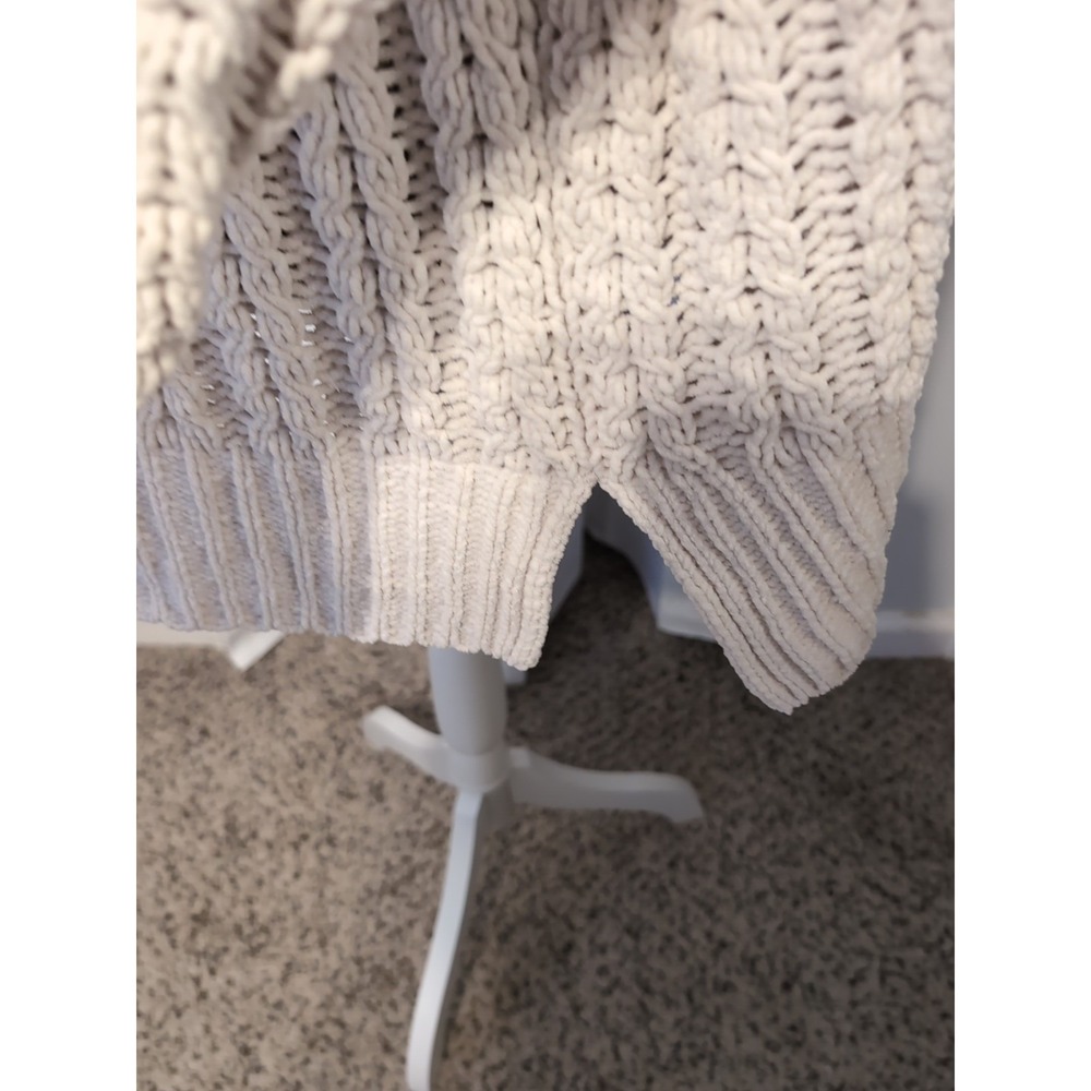 AERIE Cable Knit Cream 1/4 Zip Oversized Chunky Knit Sweater Lightweight Sz XL‎ - Picture 5 of 15